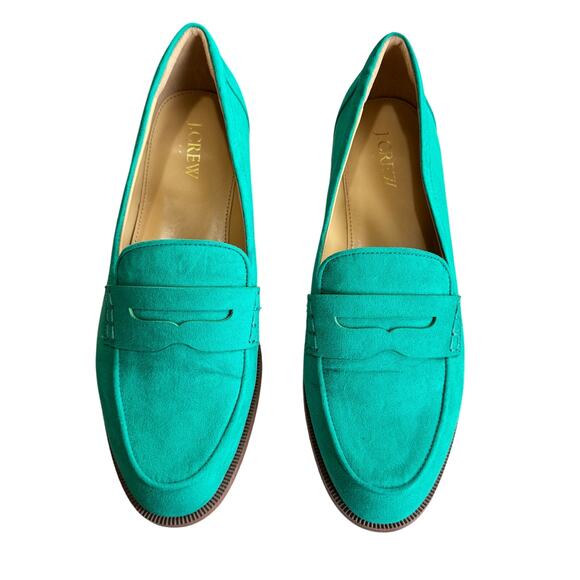 J.Crew Sueded Penny Loafers Green Size 9 Preppy - Picture 3 of 7